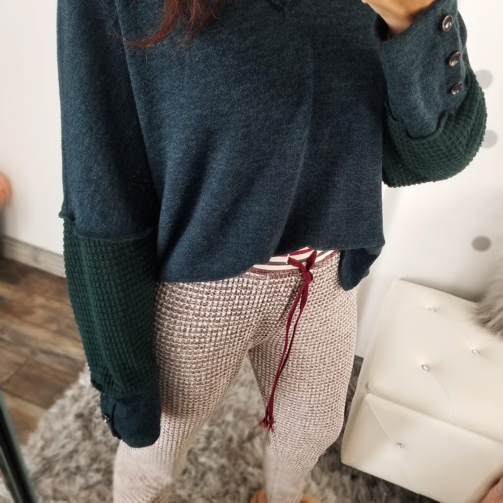 Last1️⃣ Winter Thermal Waffle Knit Joggers Fall Loungewear Drawstring Pants - Picture 5 of 8